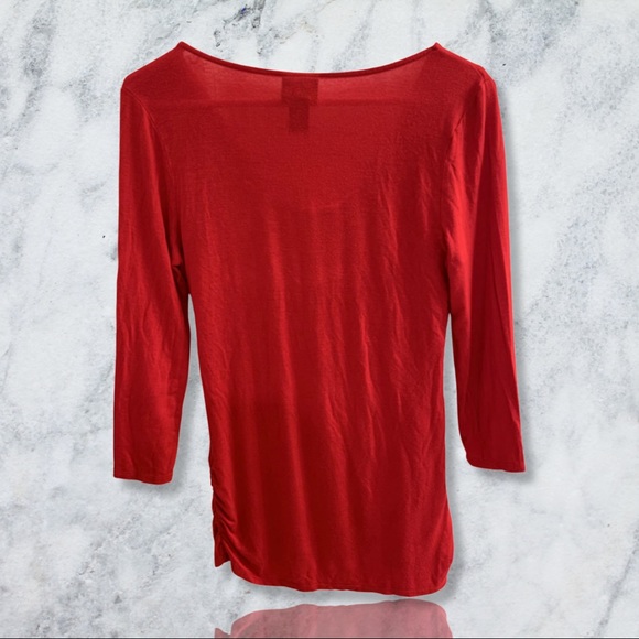 Vavoom Red Drooping Scoop Neck Top — Maternity Top with Hidden Nursing Slips - Picture 2 of 5